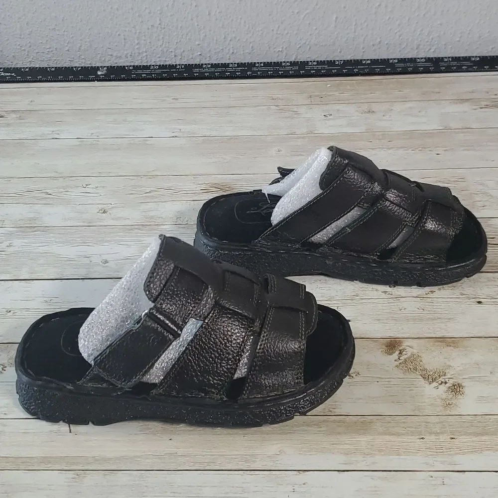 NEW Kids Luna Black Leather Woven‎ Sandals Size 11